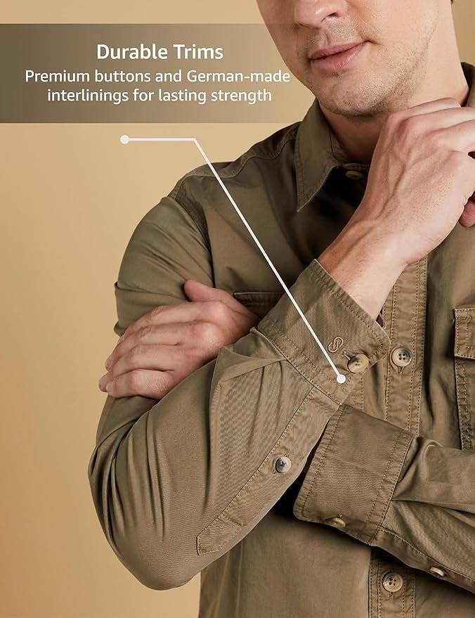 Symbol Premium Men's Washed Cotton Twill Casual Shirt - Regular Fit | Pure Cotton (Available in Plus Sizes) - Image 3