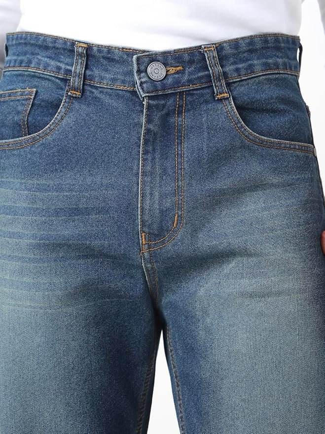 Urbano Fashion Men Mid Rise Straight Fit Washed Jeans Stretchable - Image 2
