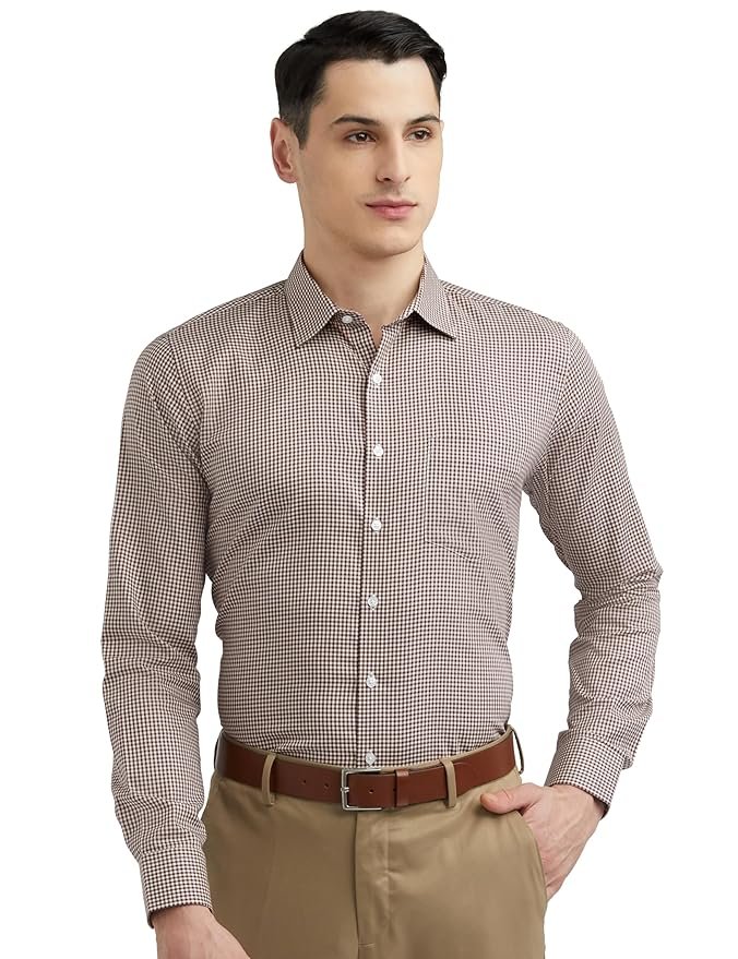 Van Heusen Formal Checkered Shirt for Men| Premium Cotton| Full Sleeves| Slim Fit |Breathable Fabric