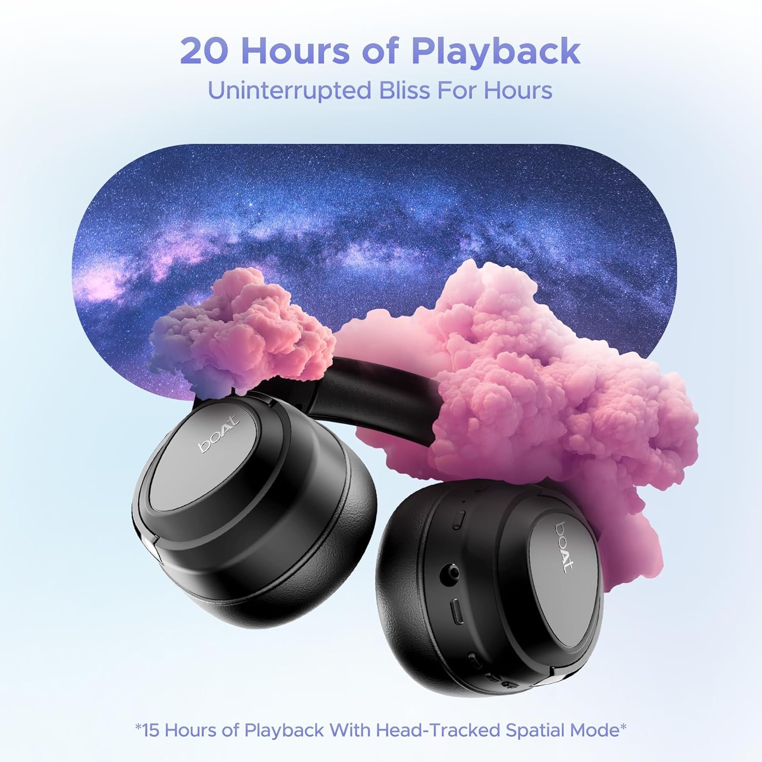 Boat Nirvana Eutopia Bluetooth Over Ear Headphones with Head Tracking Function, Spatial Audio,20 HRS Playtime, Enx™ Tech, ASAP™ Charge, Hearables App(Android & iOS Compatible)(Primia Black) - Image 10