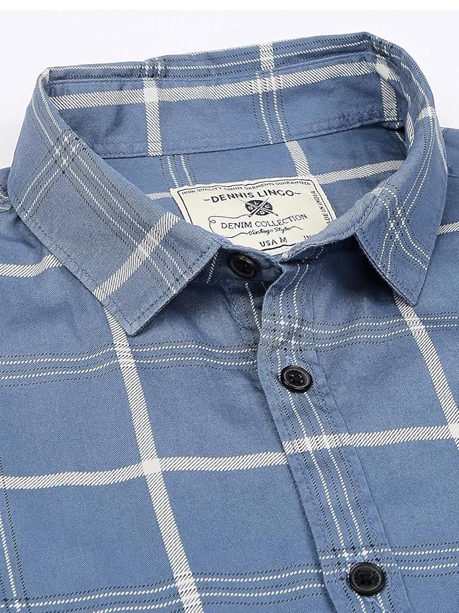 Dennis Lingo Men's Checkered Slim Fit Cotton Casual Shirt - Image 5