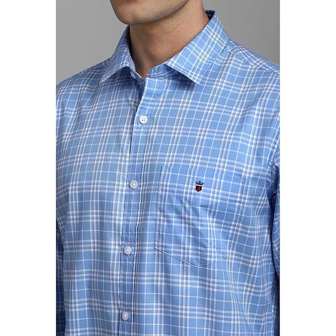 Louis Philippe Men's Slim Fit Premium Cotton Easy Care, Soft Handfeel Full Sleeve Checks Casual Shirt - Image 5
