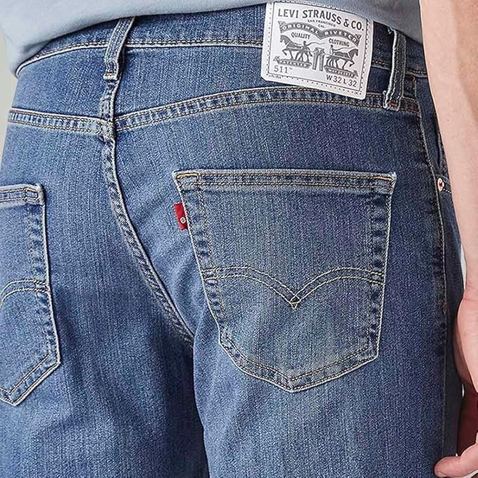 Levi's Men's 511 Slim Fit Mid Rise Navy Jeans - Image 5