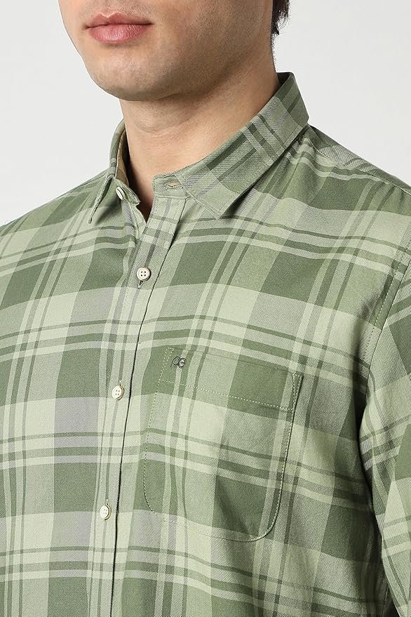 Peter England Men's Checkered Cotton Shirt | Smart Casual | Full Sleeves - Image 5