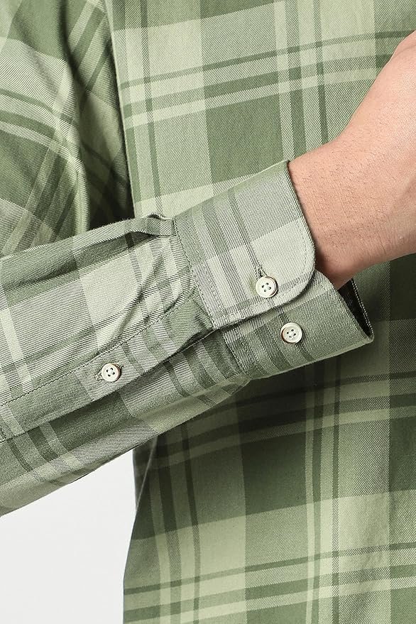 Peter England Men's Checkered Cotton Shirt | Smart Casual | Full Sleeves - Image 6