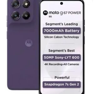 Motorola G67 Power 5G (Pantone Parachute Purple, 8GB RAM, 128GB Storage) | 6.7" FHD+ 120Hz LCD Display | Snapdragon 7s Gen2 Processor | 50MP + 8MP UW Camera | 7000mAh Battery with 30W Charger | IP64