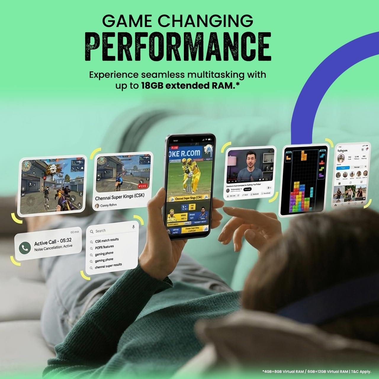 Tecno POP X 5G (Ripple Green, 4GB+128GB) | 6500mAh+45W Fast Charger | IP64 Pro | MIL-STD 810H Protection | Upto 18GB* RAM | Fastest 8X Network Speed* with URSP | 120Hz Smooth Display | AI Flash Snap - Image 6