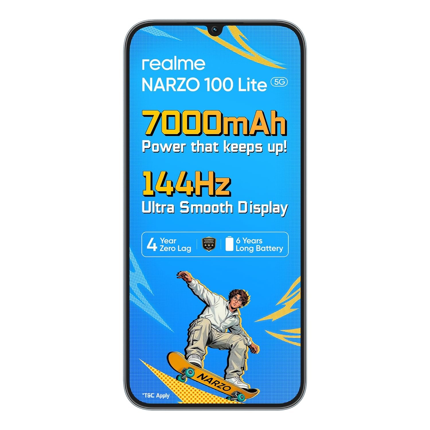 realme narzo 100 Lite 5G (Frost Silver,4GB+128GB) | 7000mAh Titan Battery | 4 Years, Zero Lag | 144 Hz Ultra Smooth Display | 6 nm Octa-core 5G Chipset | Color Pop Design | VC Cooling - Image 11